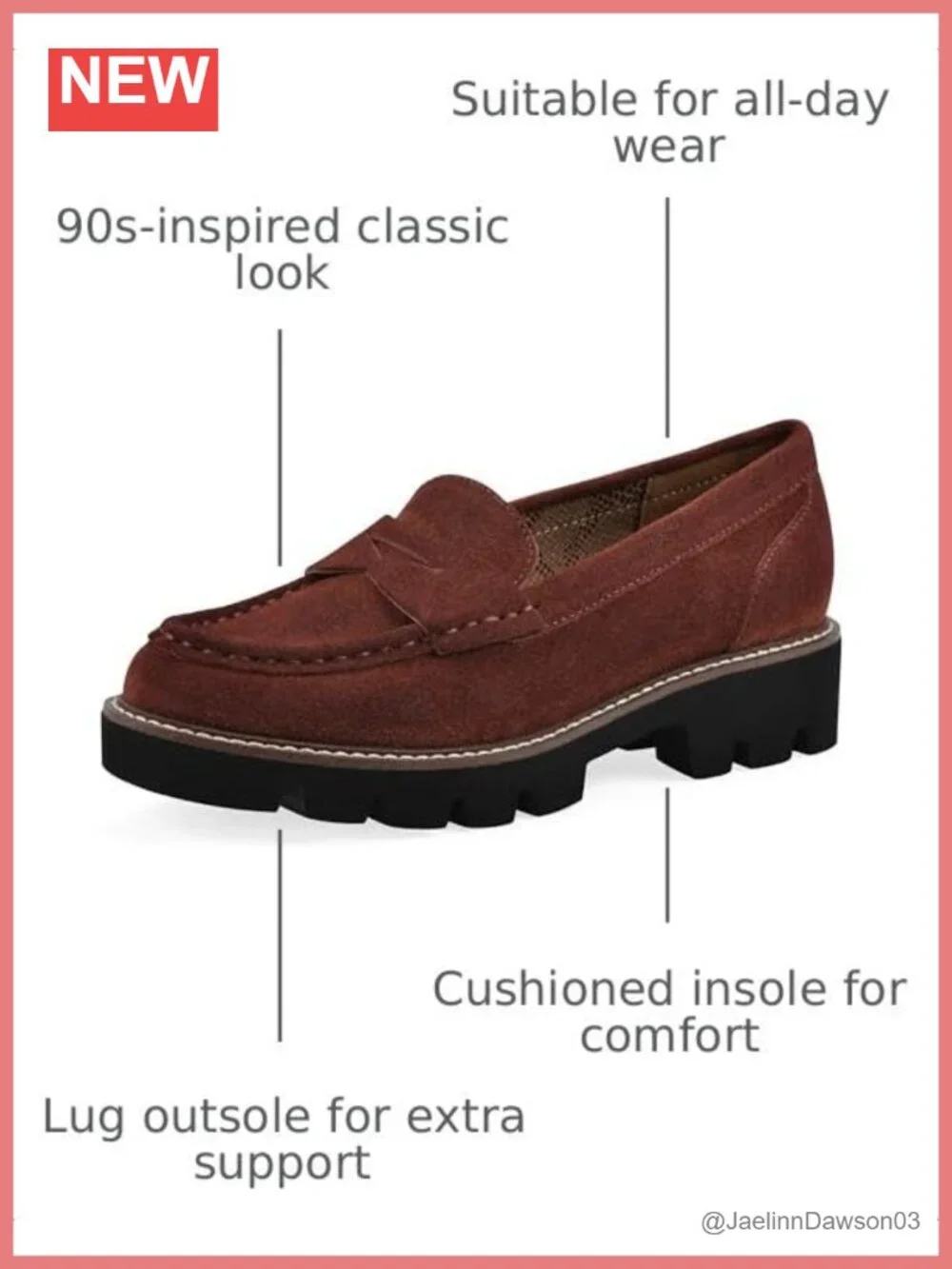 Women's Leather Penny Loafers Lug Sole Cushioned Slip-On Comfort Shoes